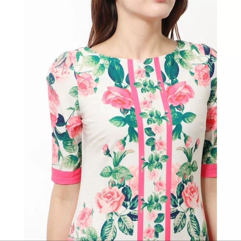 Eliza J Rose Floral Garden Party Border Print Shift Dress Size 10 Medium M